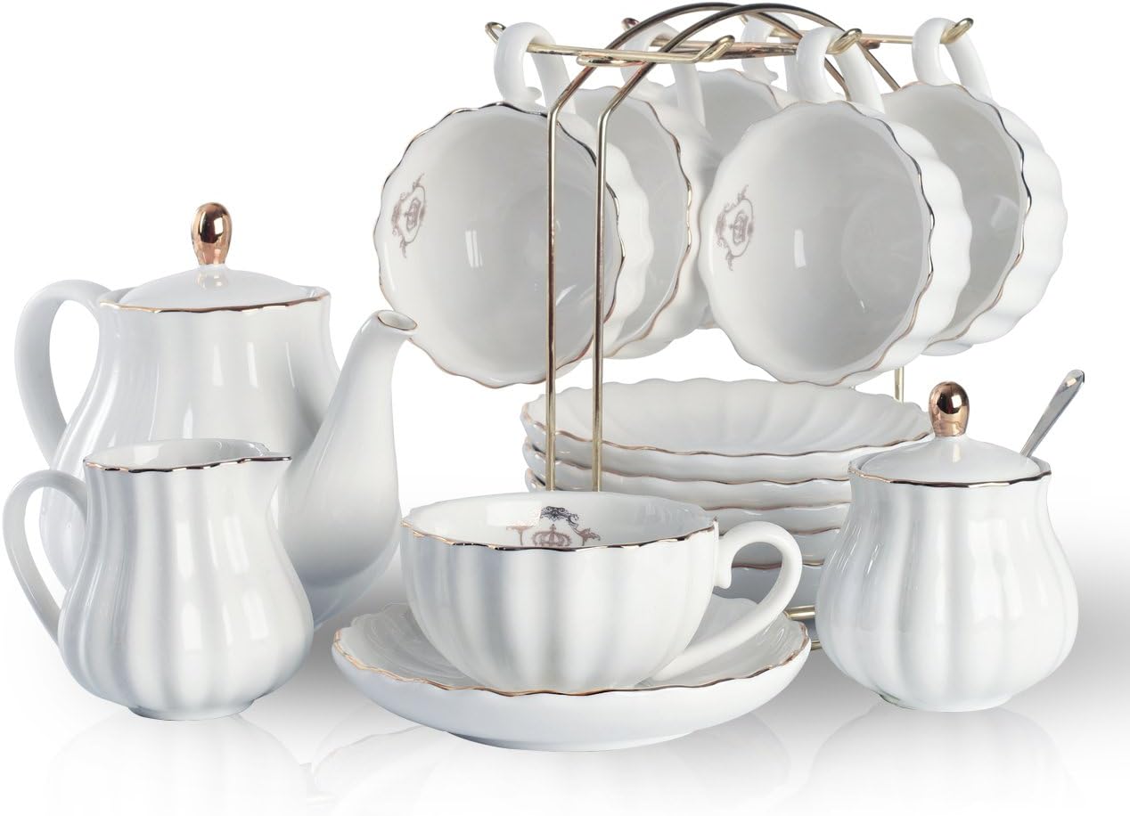 Coffee Tea And Sugar Set - Servizio da tè in porcellana bianca,